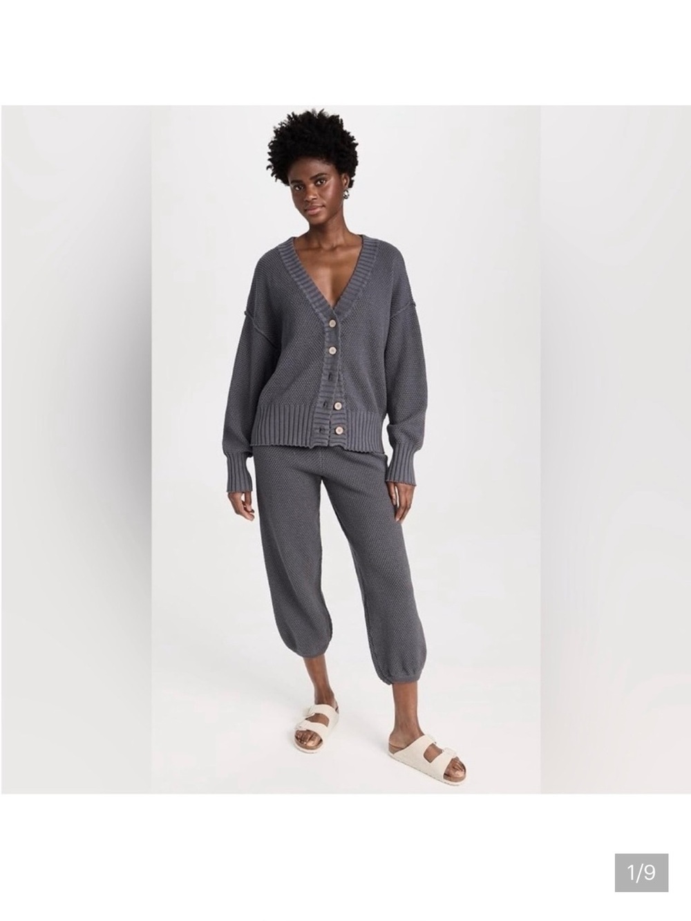 Women's Gray Knit Jogger Pants - Relaxed Cozy Fit